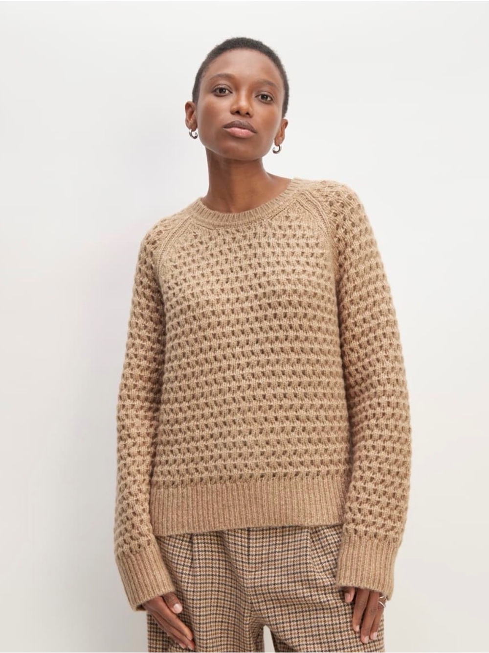 Everlane The Cloud Oversized Textured Crew XS Alpaca Wool Cotton Sweater